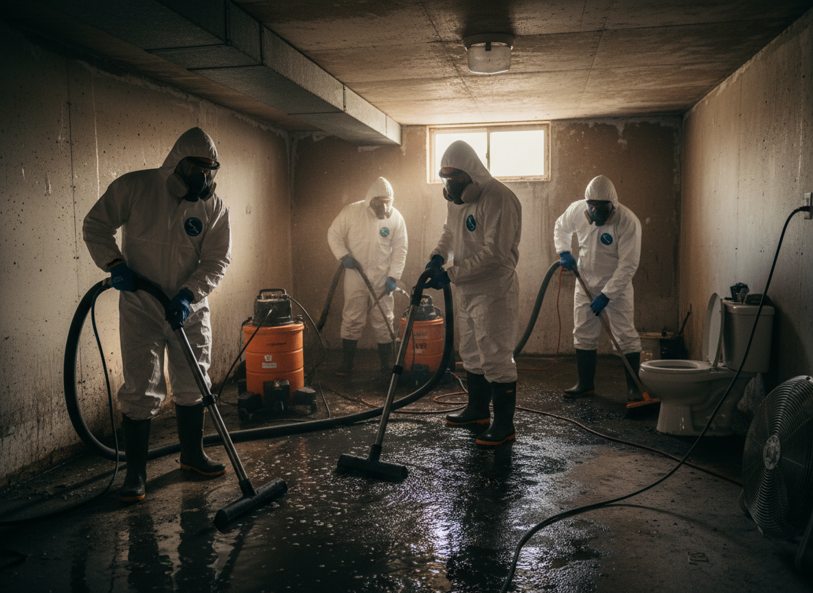 Sewage Backup Cleanup work by La Crosse Sewage Response in La Crosse, Wisconsin