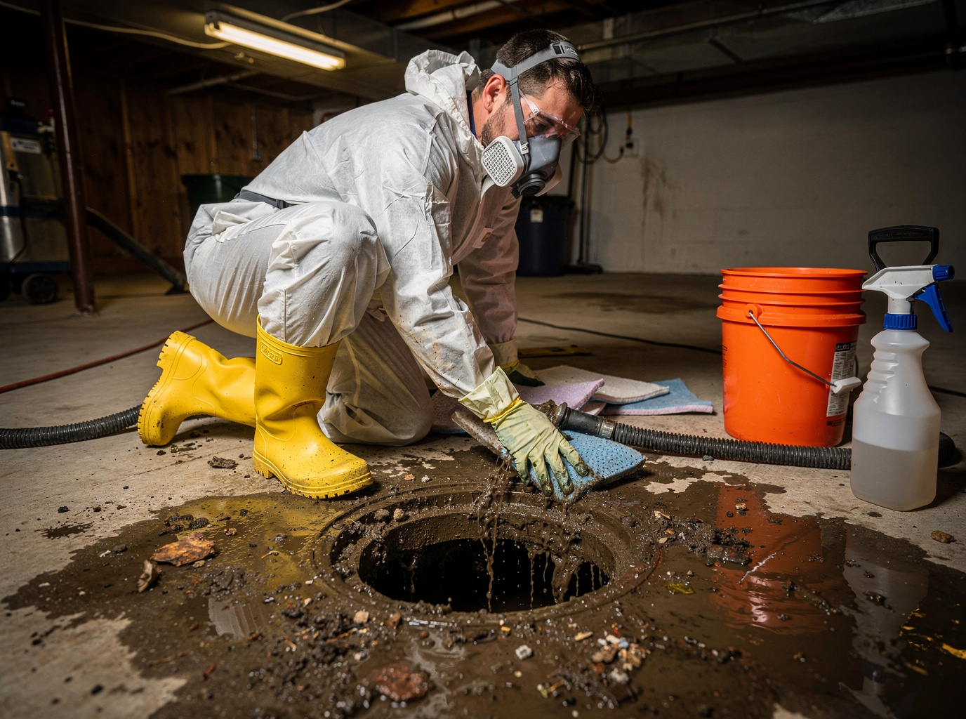 Sewage Coming Up Through Floor Drain Cleanup in La Crosse